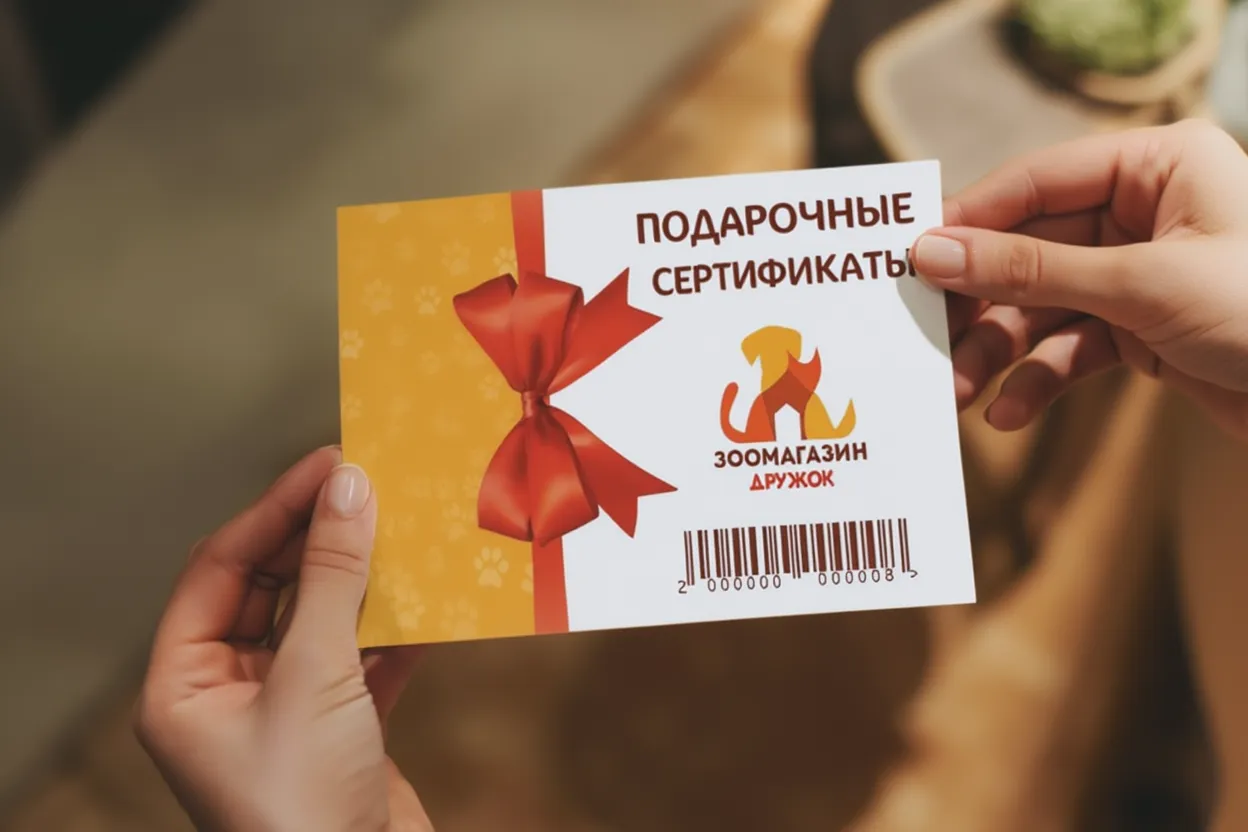 Подарочный сертификат в руках